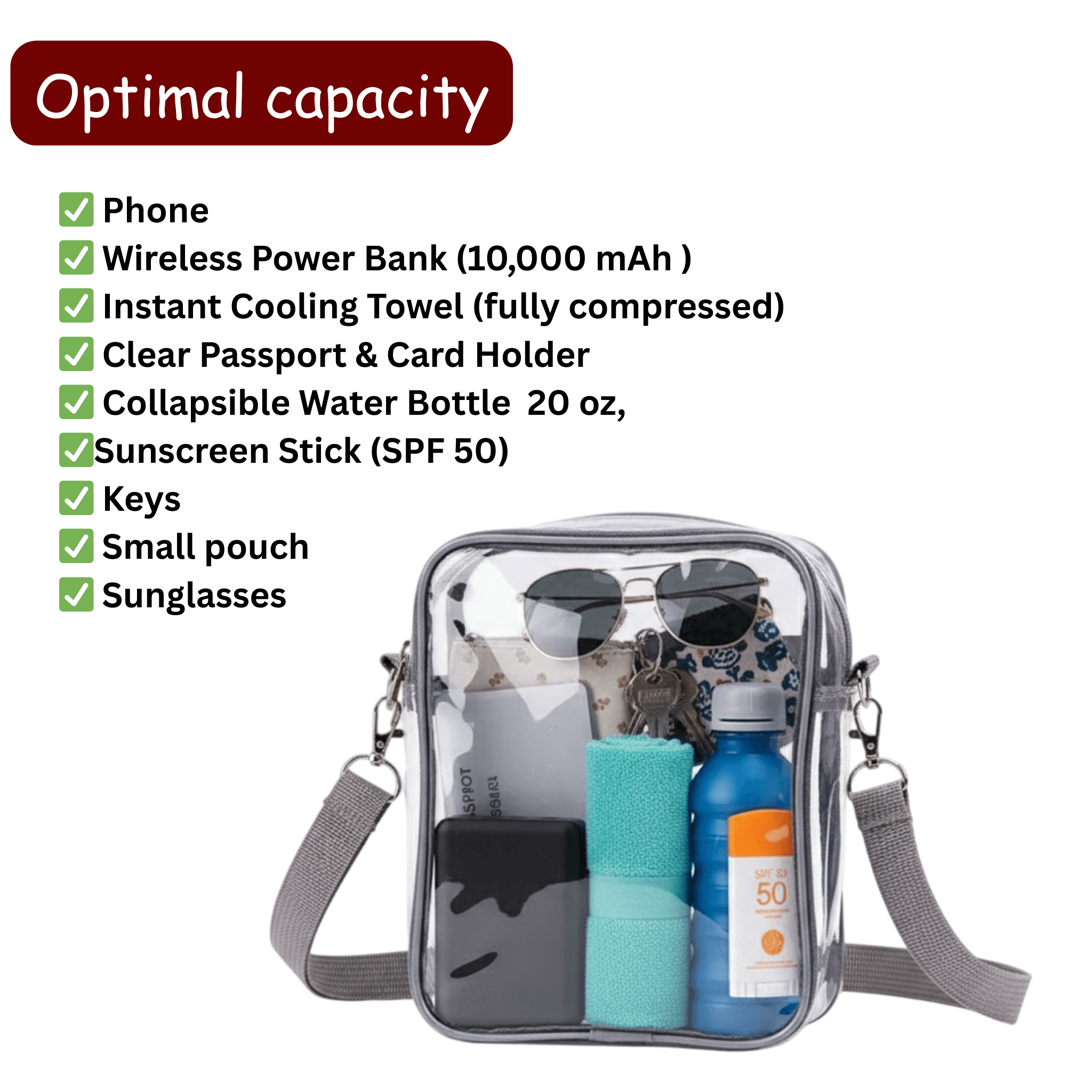 Clear Stadium Crossbody Bag – 2026 Event Compliant |EventGo Kits™